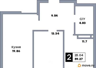 2-комн. квартира, 59.27 м&sup2;