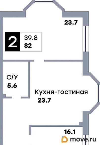 2-комн. квартира, 82 м&sup2;