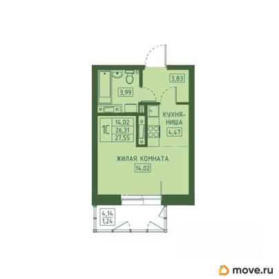 студия, 27.55 м&sup2;