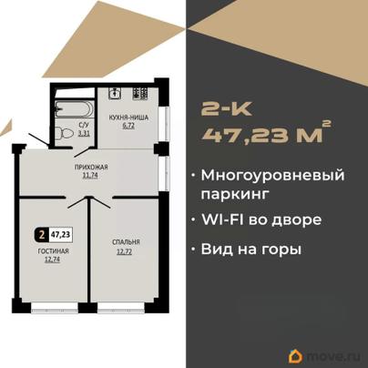 2-комн. квартира, 47.23 м&sup2;