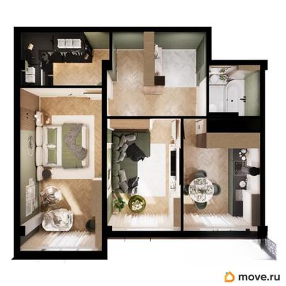 2-комн. квартира, 68.61 м&sup2;