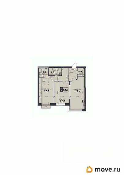 2-комн. квартира, 83.9 м&sup2;