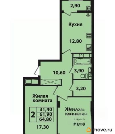 2-комн. квартира, 62 м&sup2;