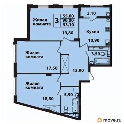 2-комн. квартира, 76.1 м&sup2;