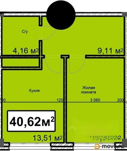 1-комн. квартира, 40.62 м&sup2;