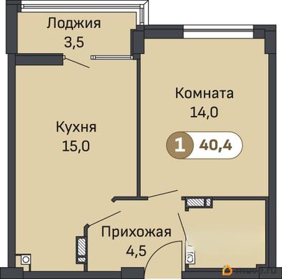 1-комн. квартира, 40.7 м&sup2;