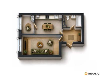 1-комн. квартира, 43.3 м&sup2;