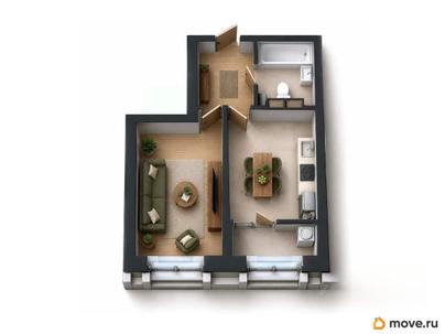 1-комн. квартира, 38.4 м&sup2;