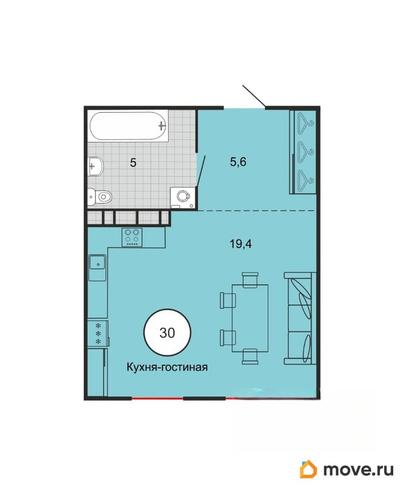 1-комн. квартира, 29.9 м&sup2;