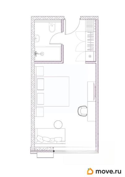 1-комн. апартаменты, 28.02 м&sup2;