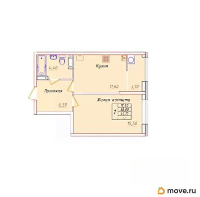 1-комн. квартира, 41.1 м&sup2;