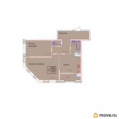 2-комн. квартира, 63.3 м&sup2;