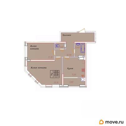 2-комн. квартира, 63.3 м&sup2;