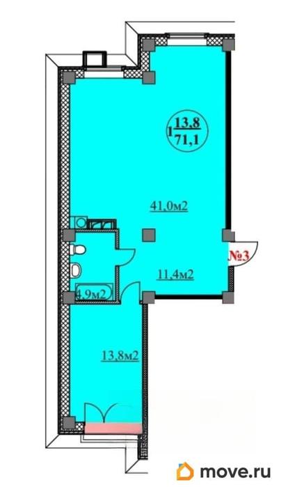 2-комн. квартира, 71.1 м&sup2;