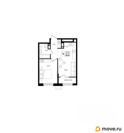 1-комн. квартира, 38.2 м&sup2;