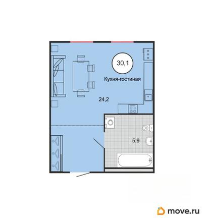 1-комн. квартира, 30.1 м&sup2;