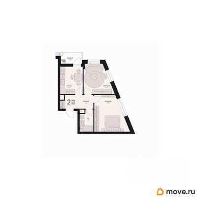 2-комн. квартира, 49.2 м&sup2;
