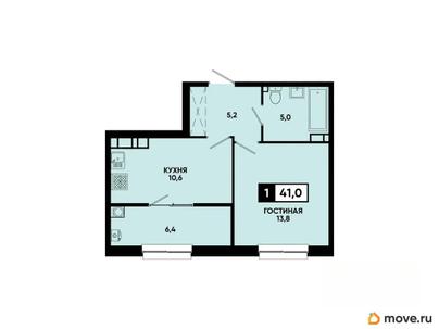 1-комн. квартира, 41 м&sup2;