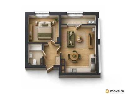 1-комн. квартира, 45.4 м&sup2;