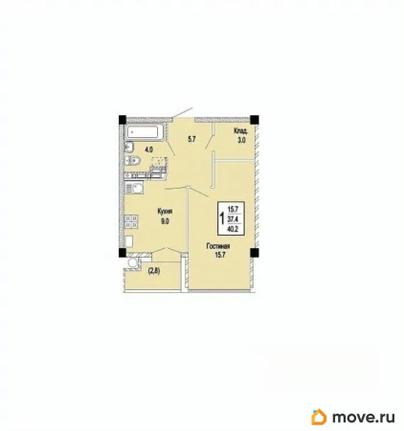 1-комн. квартира, 40.2 м&sup2;