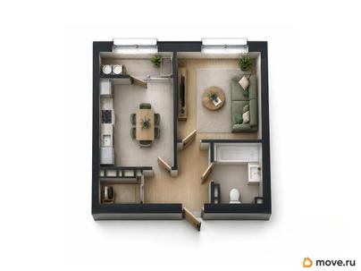 1-комн. квартира, 35.9 м&sup2;