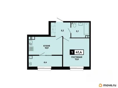 1-комн. квартира, 41.4 м&sup2;