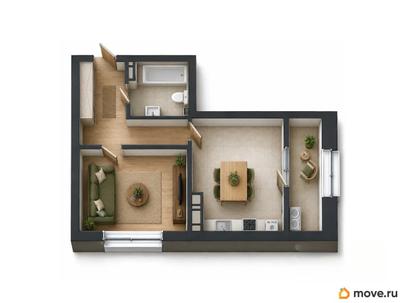 1-комн. квартира, 43.1 м&sup2;