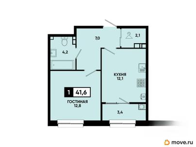 1-комн. квартира, 41.6 м&sup2;