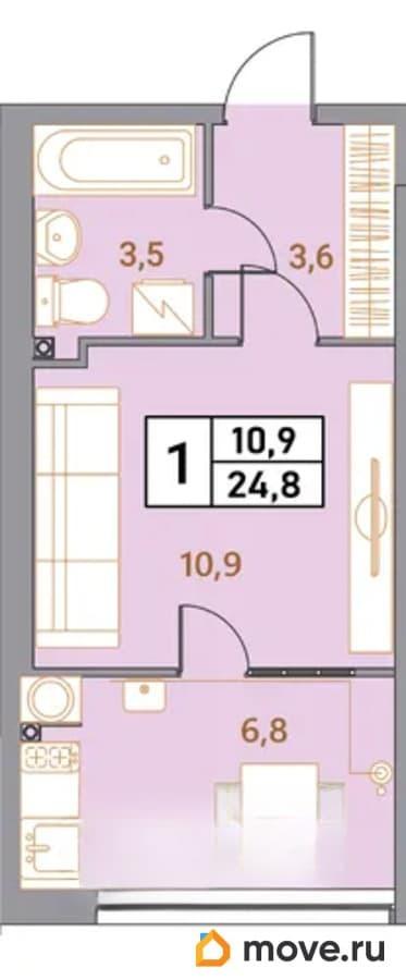 студия, 24.8 м&sup2;