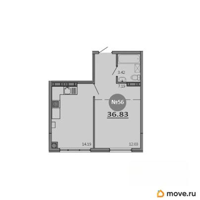 1-комн. квартира, 36.83 м&sup2;