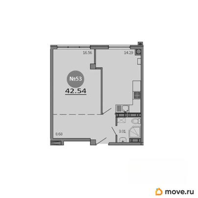 1-комн. квартира, 42.54 м&sup2;