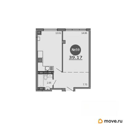 1-комн. квартира, 39.17 м&sup2;