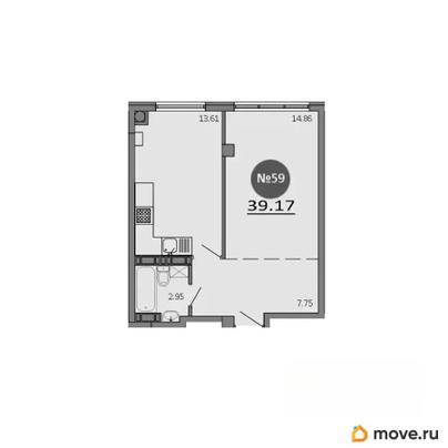1-комн. квартира, 39.17 м&sup2;