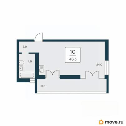 студия, 46.3 м&sup2;