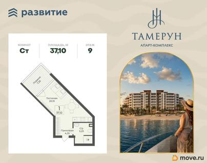 1-комн. апартаменты, 37.1 м&sup2;