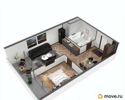 2-комн. апартаменты, 61.8 м&sup2;