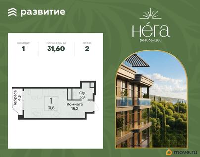 1-комн. квартира, 31.6 м&sup2;