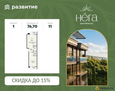 1-комн. квартира, 76.7 м&sup2;