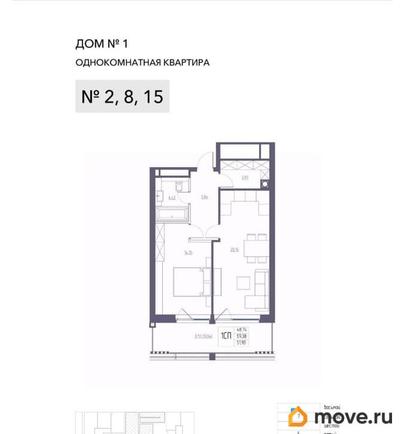 1-комн. квартира, 59.38 м&sup2;