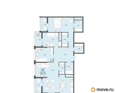 4-комн. квартира, 128.2 м&sup2;