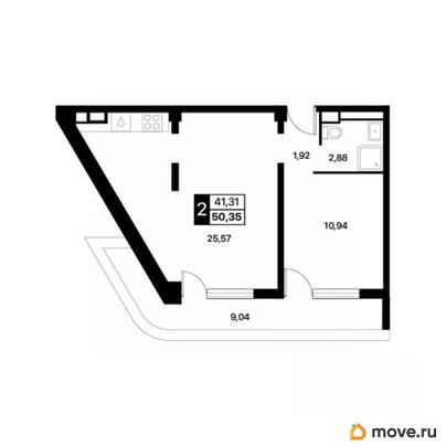 1-комн. апартаменты, 50.35 м&sup2;