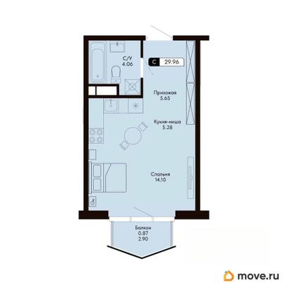 студия, 29.96 м&sup2;