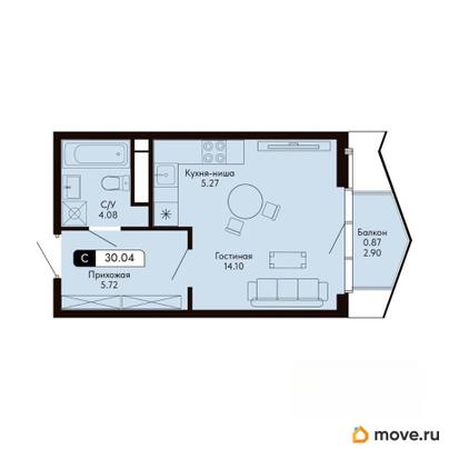 студия, 30.04 м&sup2;