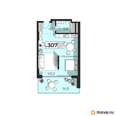 2-комн. апартаменты, 65.7 м&sup2;