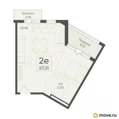 2-комн. квартира, 57.31 м&sup2;