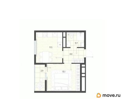 1-комн. квартира, 35.6 м&sup2;