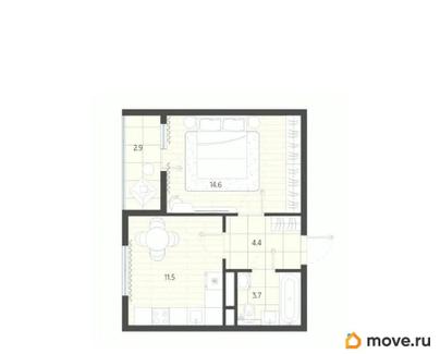 1-комн. квартира, 37.6 м&sup2;