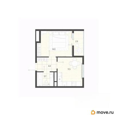 1-комн. квартира, 36.5 м&sup2;