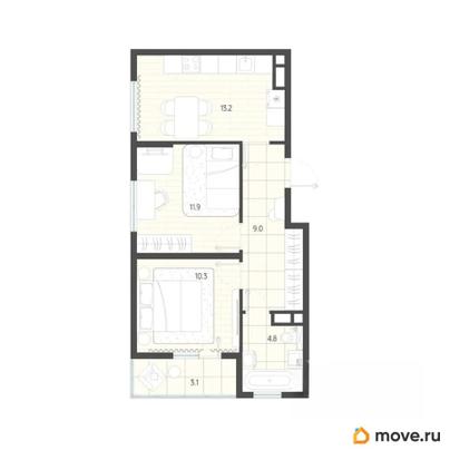 2-комн. квартира, 52 м&sup2;