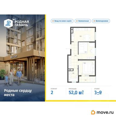 2-комн. квартира, 52 м&sup2;